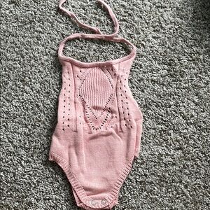 Charming Pink Knit Bodysuit for Kids